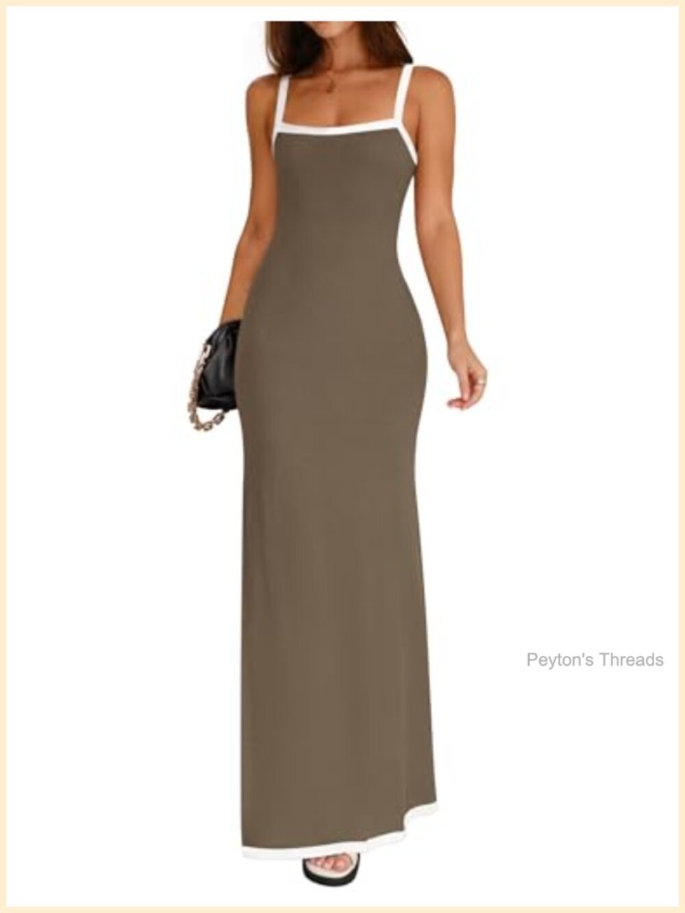 Sleeveless Square Neck Bodycon Maxi Dress with Slit Sizes S-XL